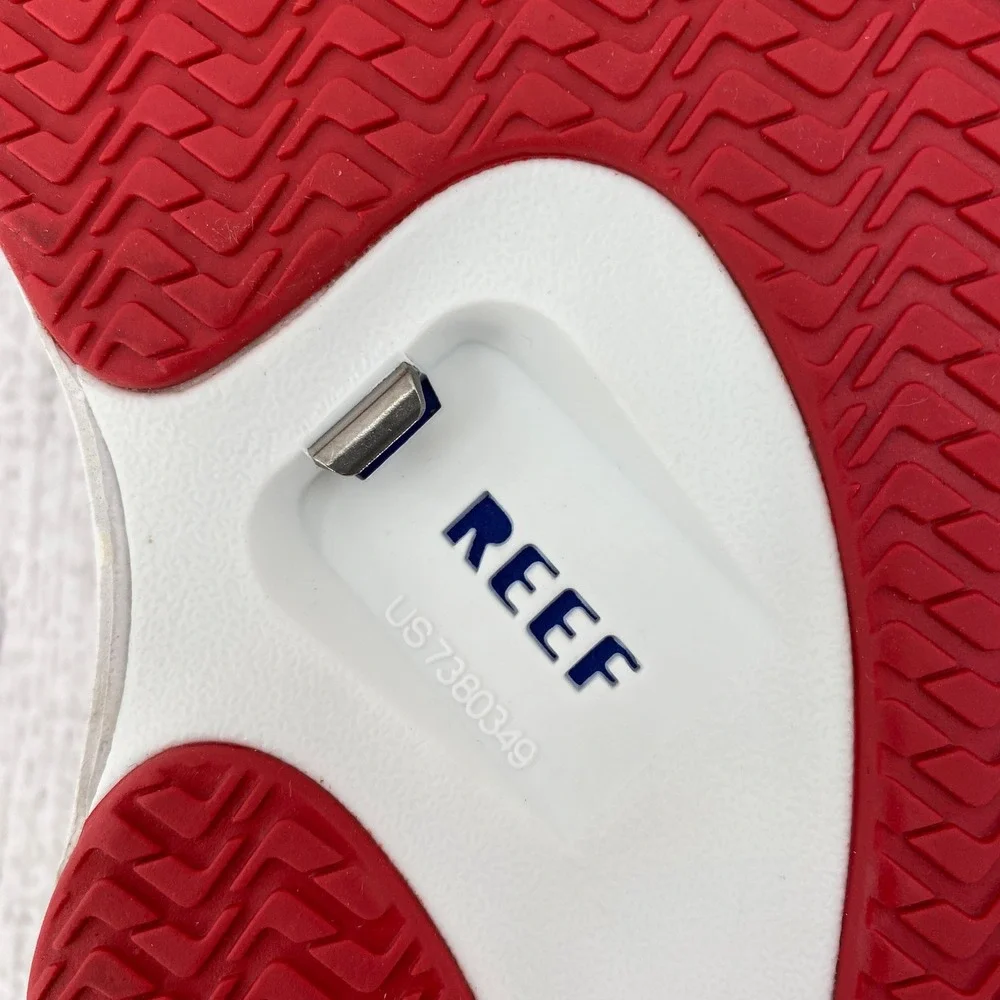 Reef Fanning Flip Flops Mens 9 Patriotic Red White Blue Bottle Opener American